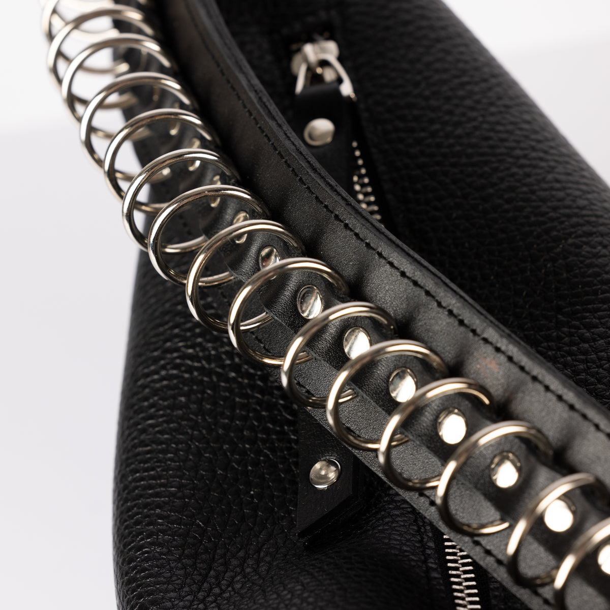 PYKOK Bona soft top-grain leather baguette bag in black — view 3
