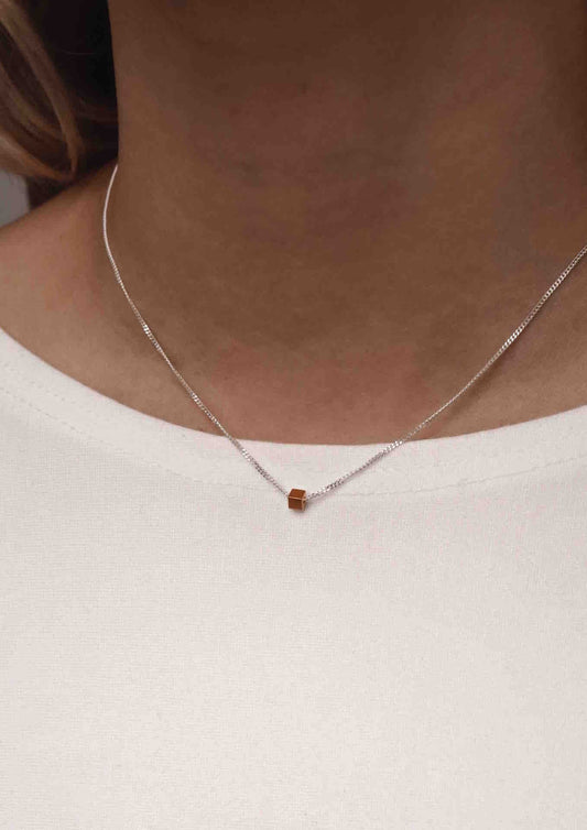NO MORE Box gold vermeil minimalist necklace