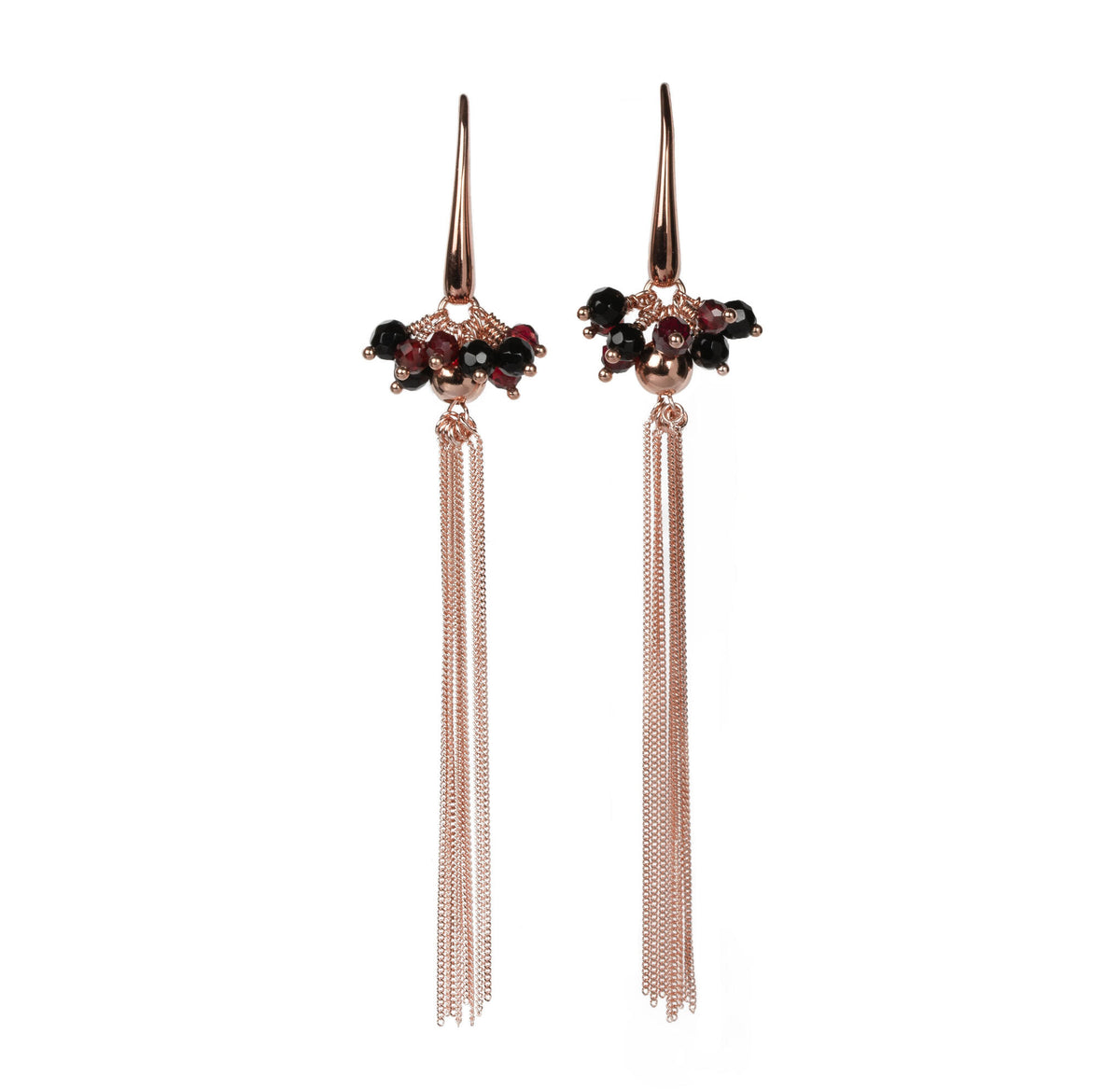 MyaMoon Cherie Black Tassel silver earrings
