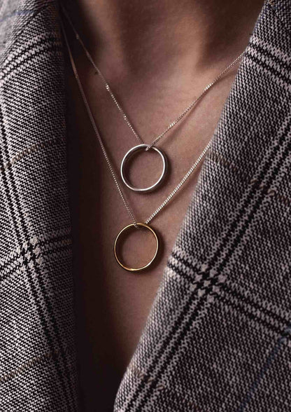 NO MORE Circle sterling silver pendant necklace