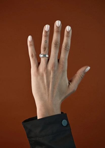 NO MORE Double sterling silver stacked ring — view 5