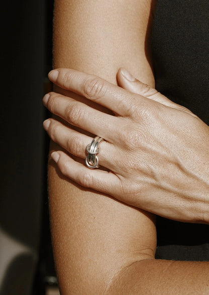 NO MORE Double sterling silver stacked ring