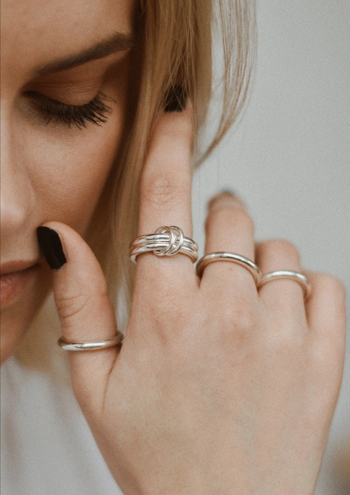 NO MORE Double sterling silver stacked ring — view 2
