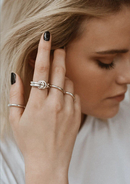 NO MORE Double sterling silver stacked ring — view 3