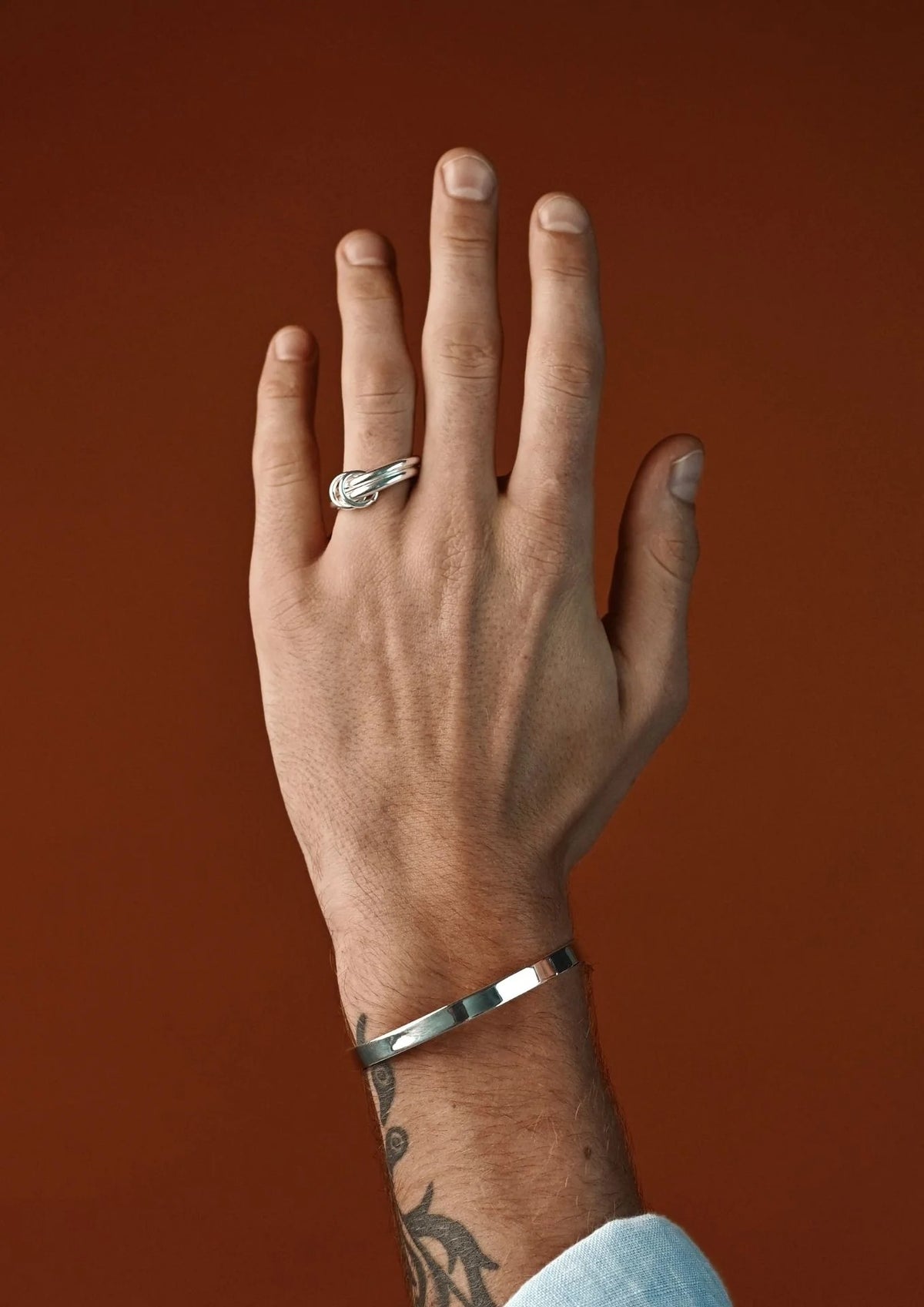 NO MORE Double sterling silver stacked ring — view 4