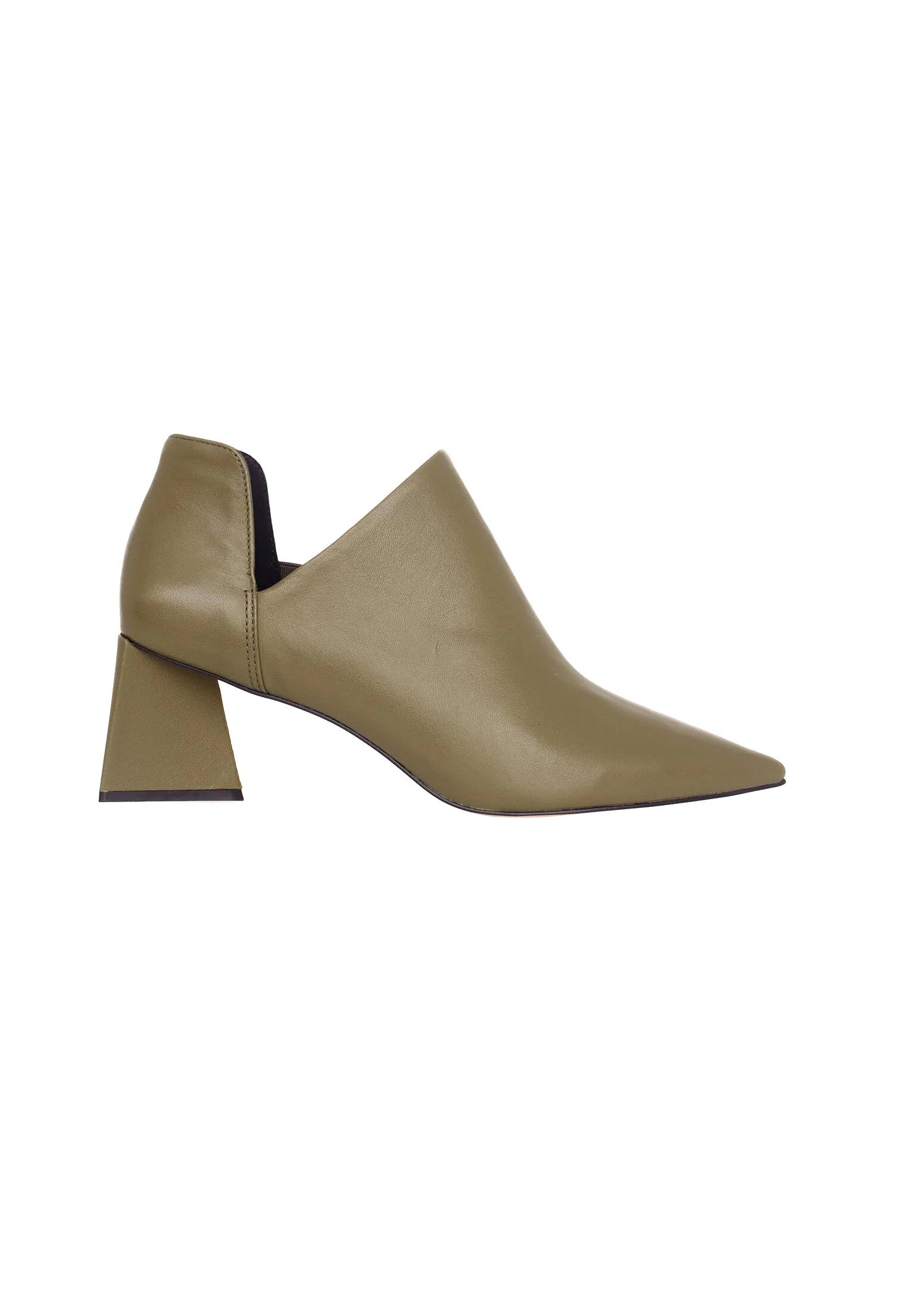 Green Sheepskin Leather Ankle Boots Maranta – Women’s Pointed-Toe Block Heel Boots