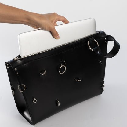 PYKOK ARINA top-grain leather shoulder bag in black — view 2