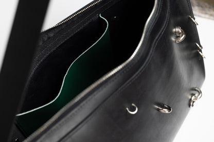 PYKOK ARINA top-grain leather shoulder bag in black — view 7