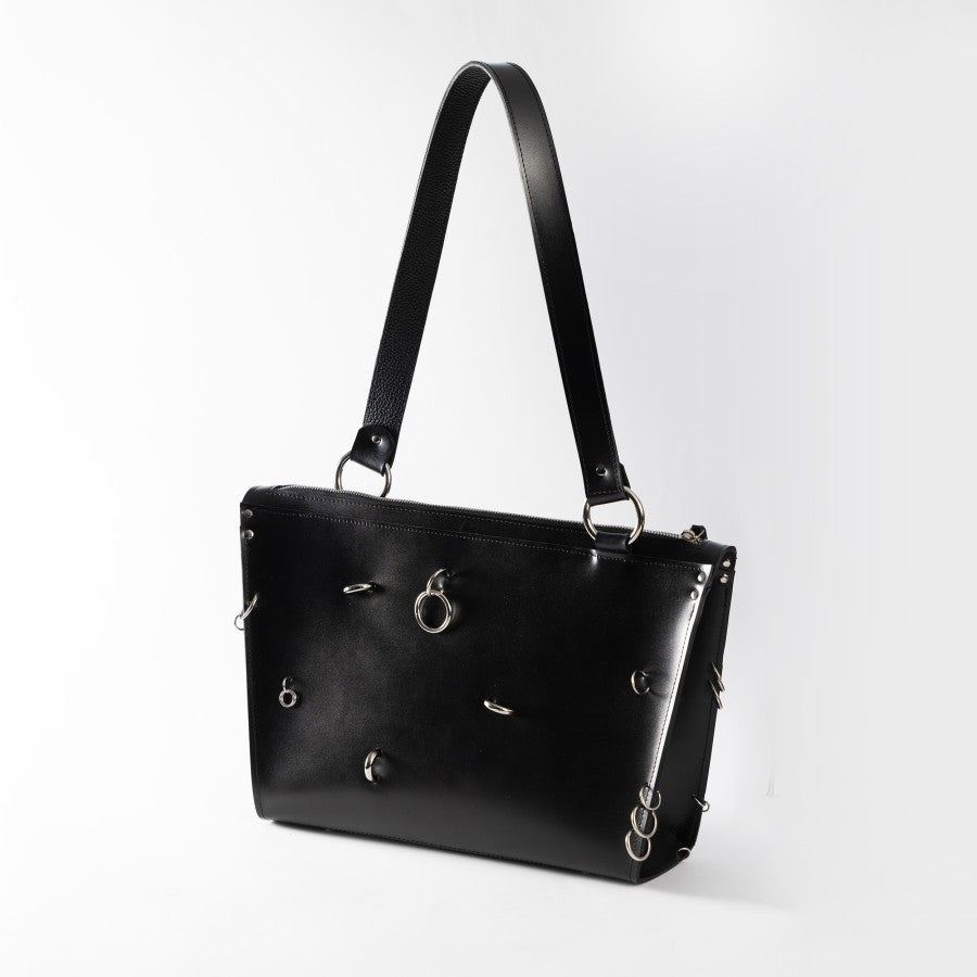 PYKOK ARINA top-grain leather shoulder bag in black — view 9