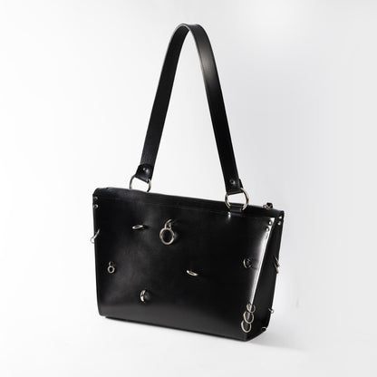 PYKOK ARINA top-grain leather shoulder bag in black — view 9