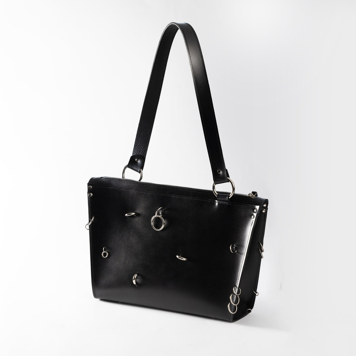 PYKOK ARINA top-grain leather shoulder bag in black — view 3