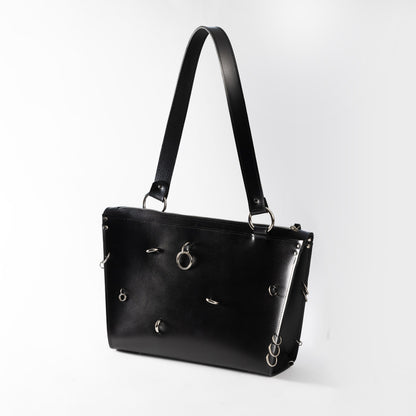 PYKOK ARINA top-grain leather shoulder bag in black — view 3