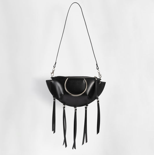 PYKOK KAYA minimalist natural leather bag with metal ring details