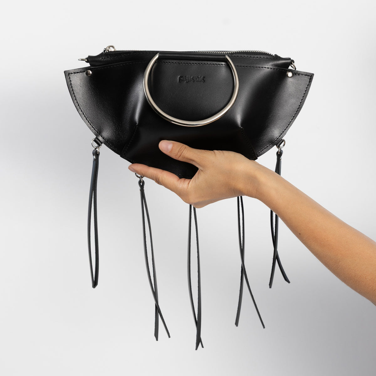 PYKOK KAYA minimalist natural leather bag with metal ring details — view 5