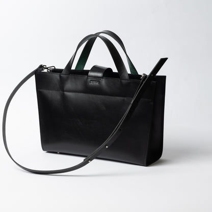 PYKOK Monika genuine leather tote bag in black — view 4