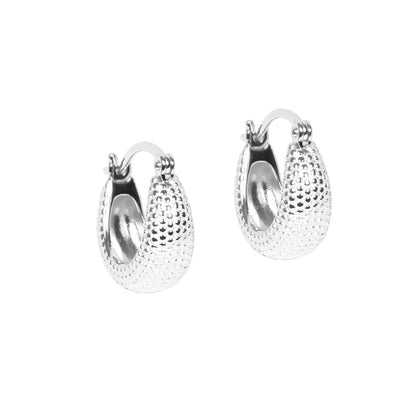 MyaMoon Juno patterned silver hoop earrings — view 4