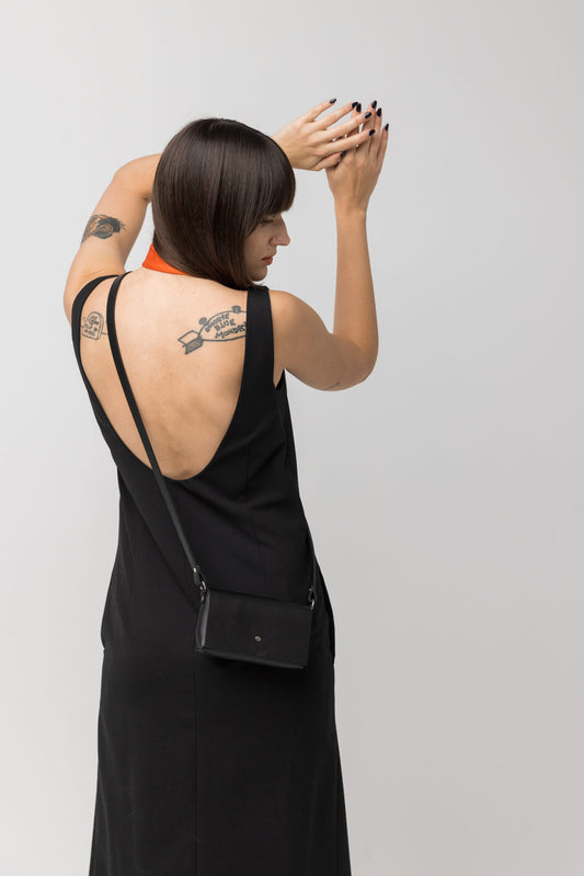 PYKOK Kora leather mini crossbody bag in black — view 2