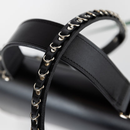 PYKOK Lila Maxi black leather handbag with chain strap — view 2