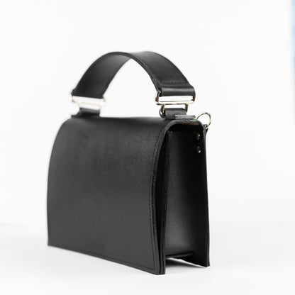PYKOK Lila Maxi black leather handbag with chain strap