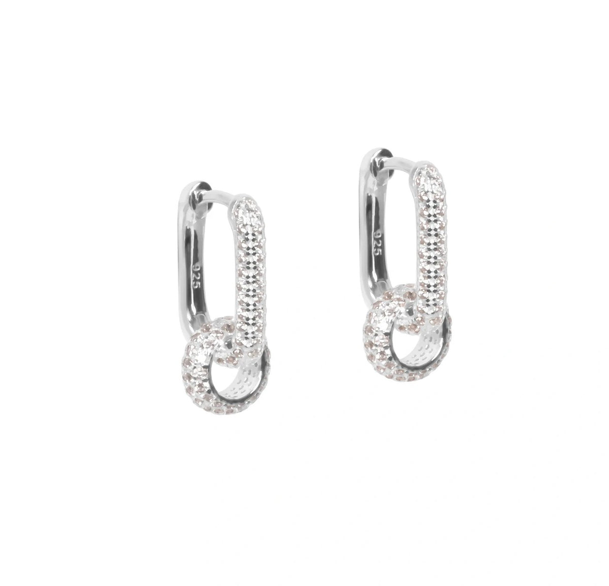 MyaMoon Metropolitan Glow silver zircon hoop earrings — view 2