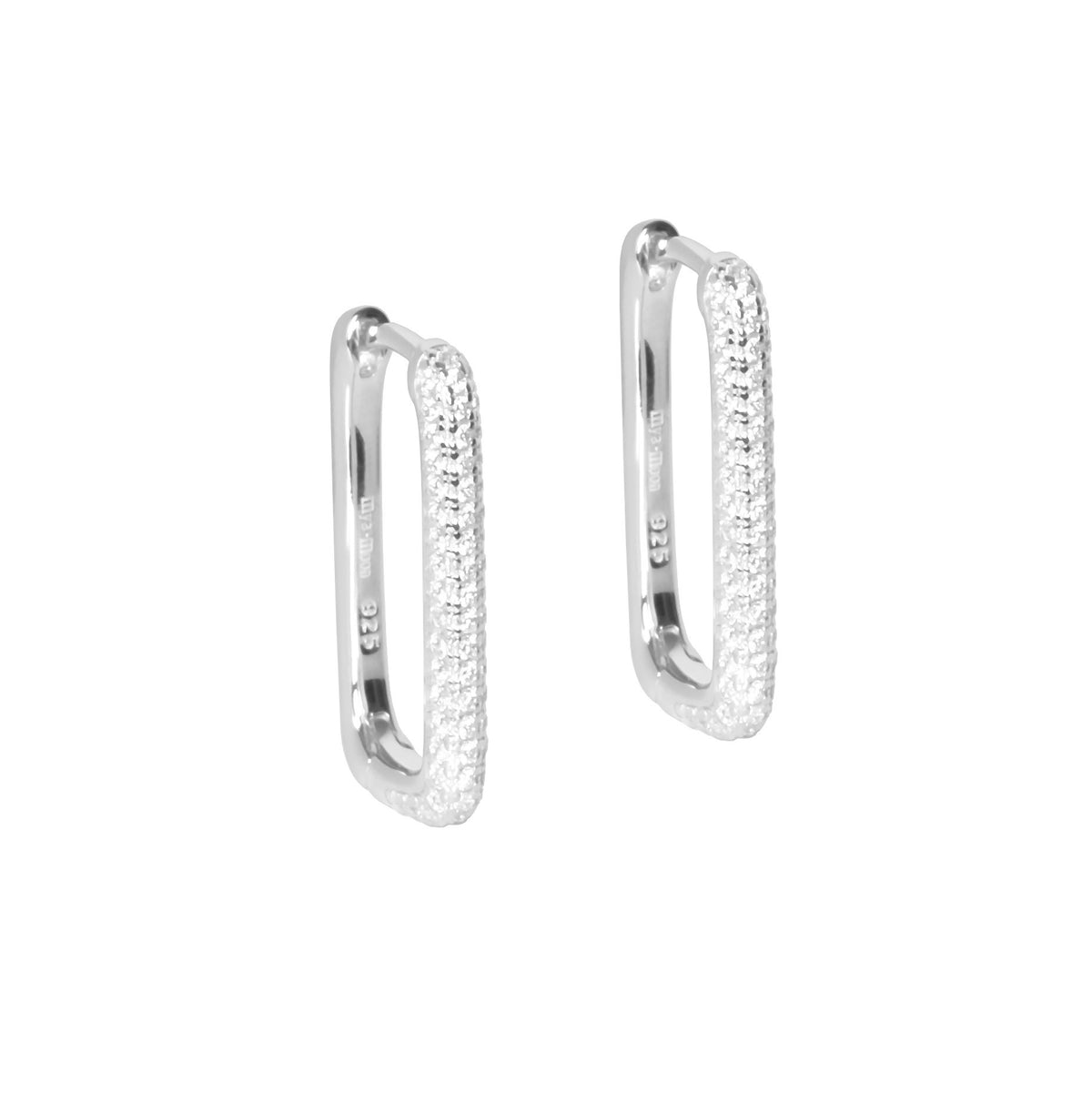 MyaMoon Metropolitan Glow silver zircon hoop earrings — view 3