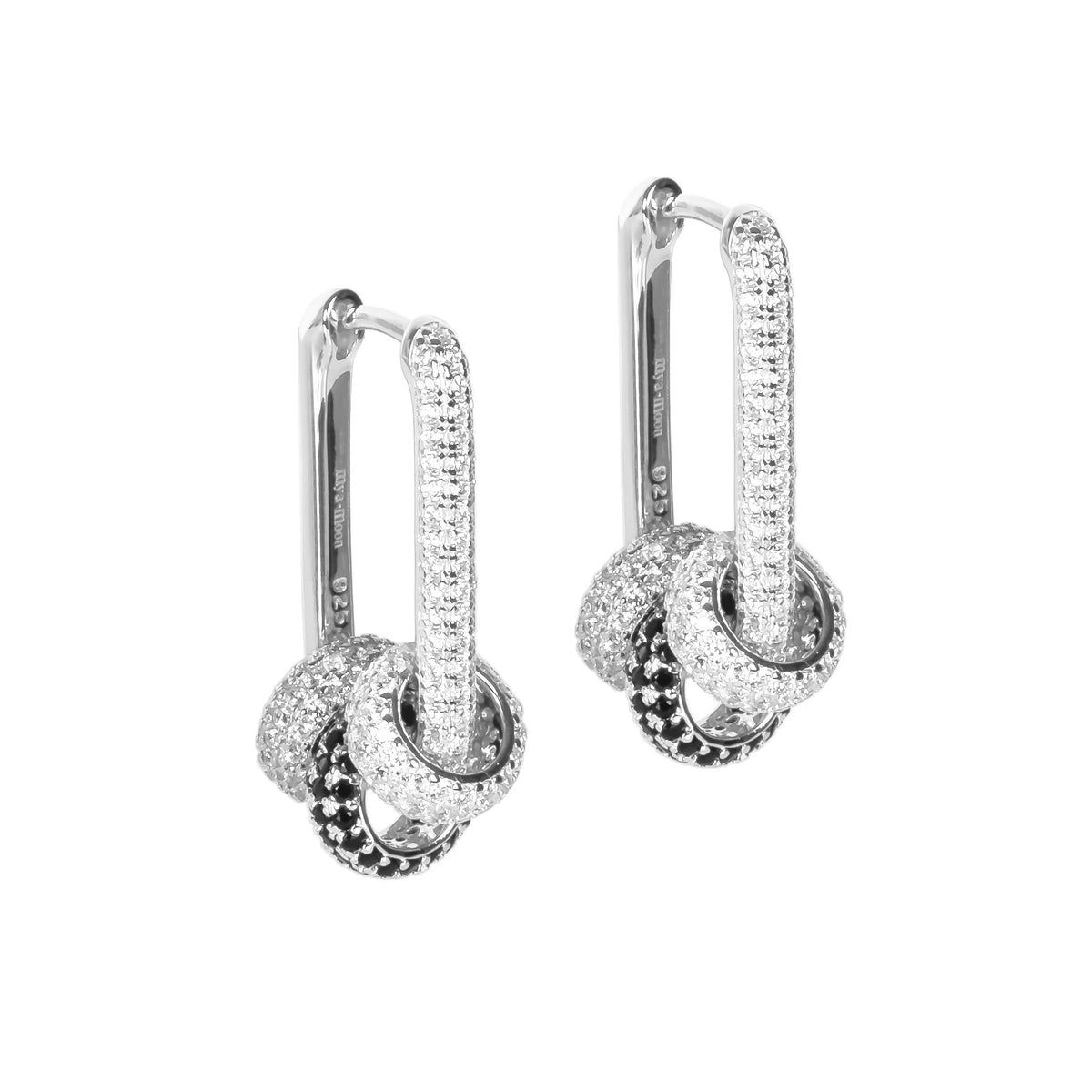 MyaMoon Metropolitan Glow silver zircon charm earrings — view 3
