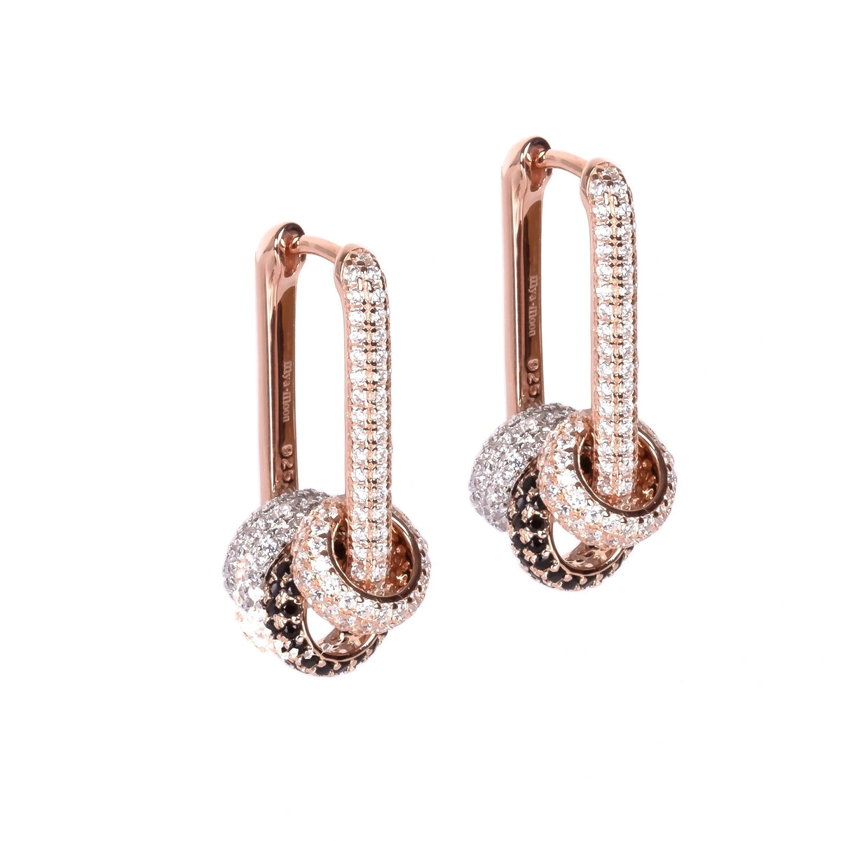 MyaMoon Metropolitan Glow silver zircon charm earrings — view 2