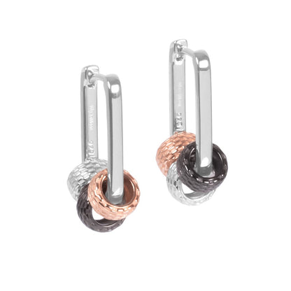 MyaMoon Metropolitan silver charm hoop earrings