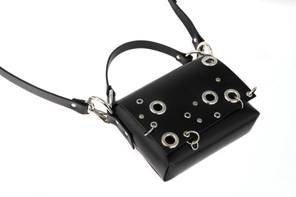 PYKOK Mia studded leather crossbody bag in black — view 7