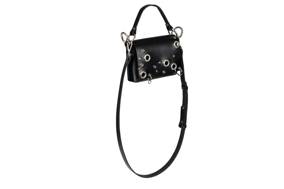 PYKOK Mia studded leather crossbody bag in black — view 6