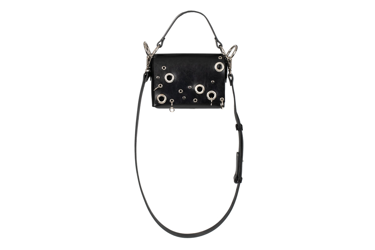 PYKOK Mia studded leather crossbody bag in black — view 5