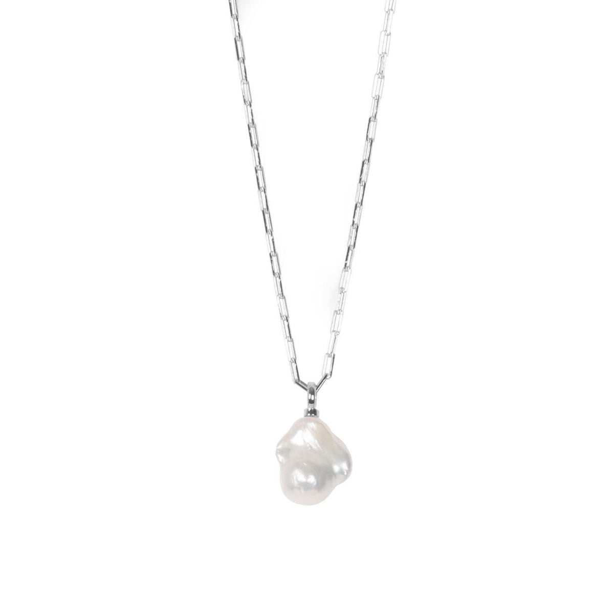 MyaMoon Mother-Pearl Drop silver baroque pearl necklace — view 2