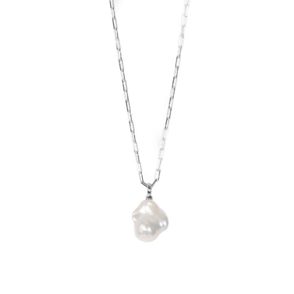 MyaMoon Mother-Pearl Drop silver baroque pearl necklace — view 2