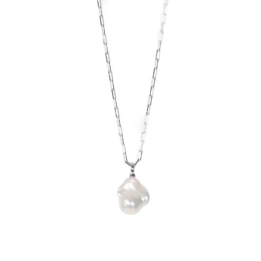 MyaMoon Mother-Pearl Drop silver baroque pearl necklace — view 2