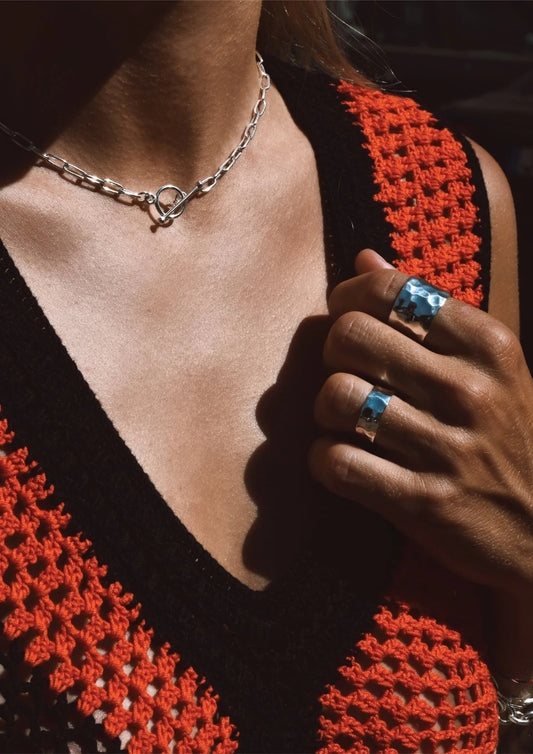 NO MORE Paper Clip sterling silver choker necklace