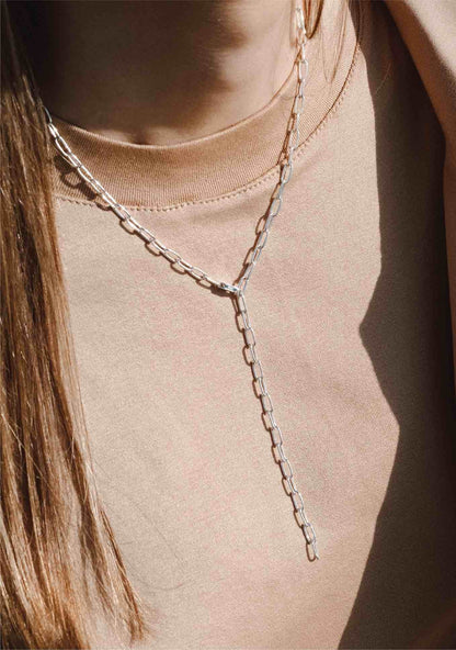 NO MORE Paper Clip Y-necklace in sterling silver — view 5