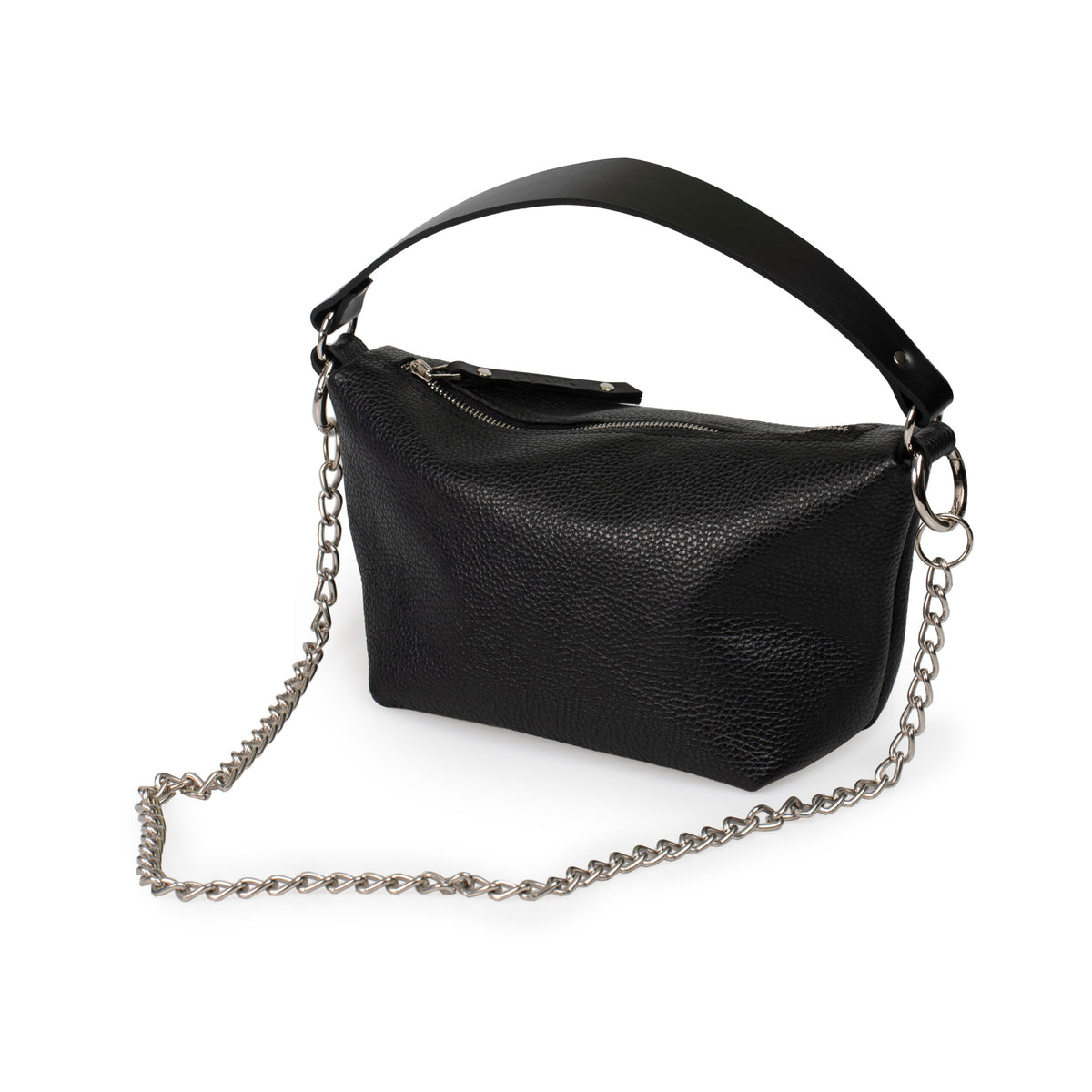 PYKOK Selena soft leather baguette handbag in black — view 4