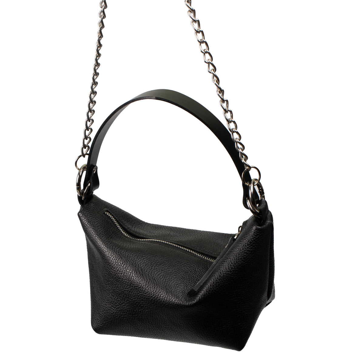 PYKOK Selena soft leather baguette handbag in black — view 5