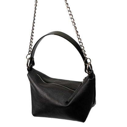 PYKOK Selena soft leather baguette handbag in black — view 5