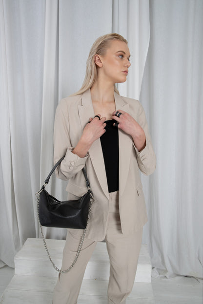 PYKOK Selena soft leather baguette handbag in black