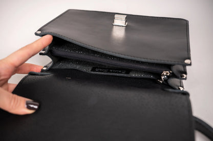 Zelma Kraft small black leather briefcase handbag — view 4