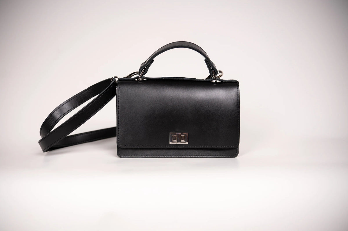 Zelma Kraft small black leather briefcase handbag — view 2