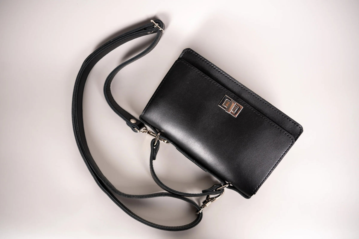 Zelma Kraft small black leather briefcase handbag — view 5