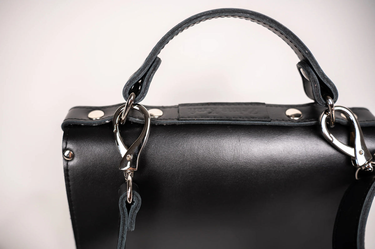 Zelma Kraft small black leather briefcase handbag — view 3
