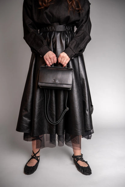 Zelma Kraft small black leather briefcase handbag — view 7